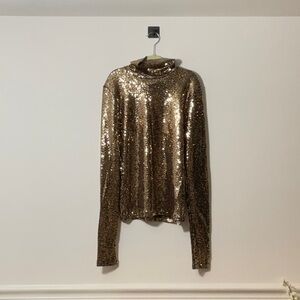 Brown and Cream Sequin Blouse